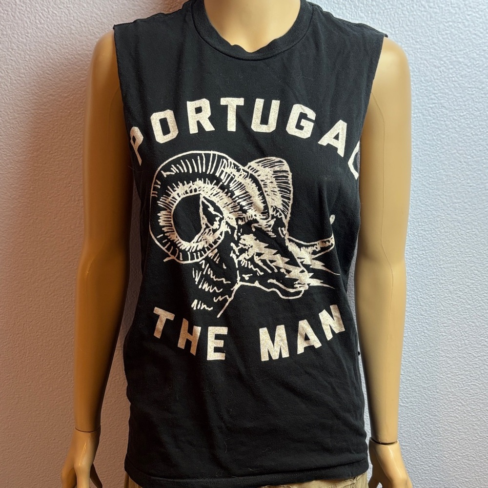 Portugal The Man Black Sleeveless Open Arm T-Shirt